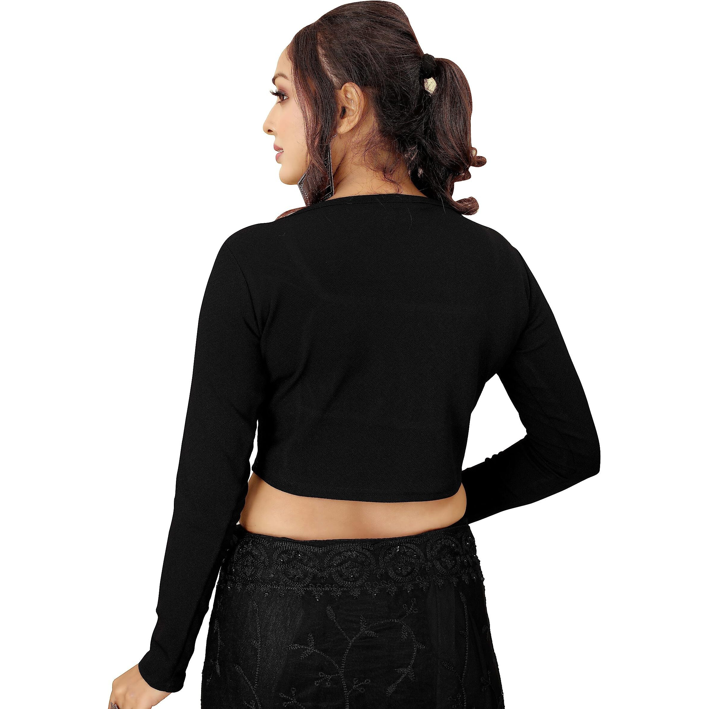 Shasmi Black Women's Ruched Bust Solid Blouse For Women (Blouse 17 Black S)
