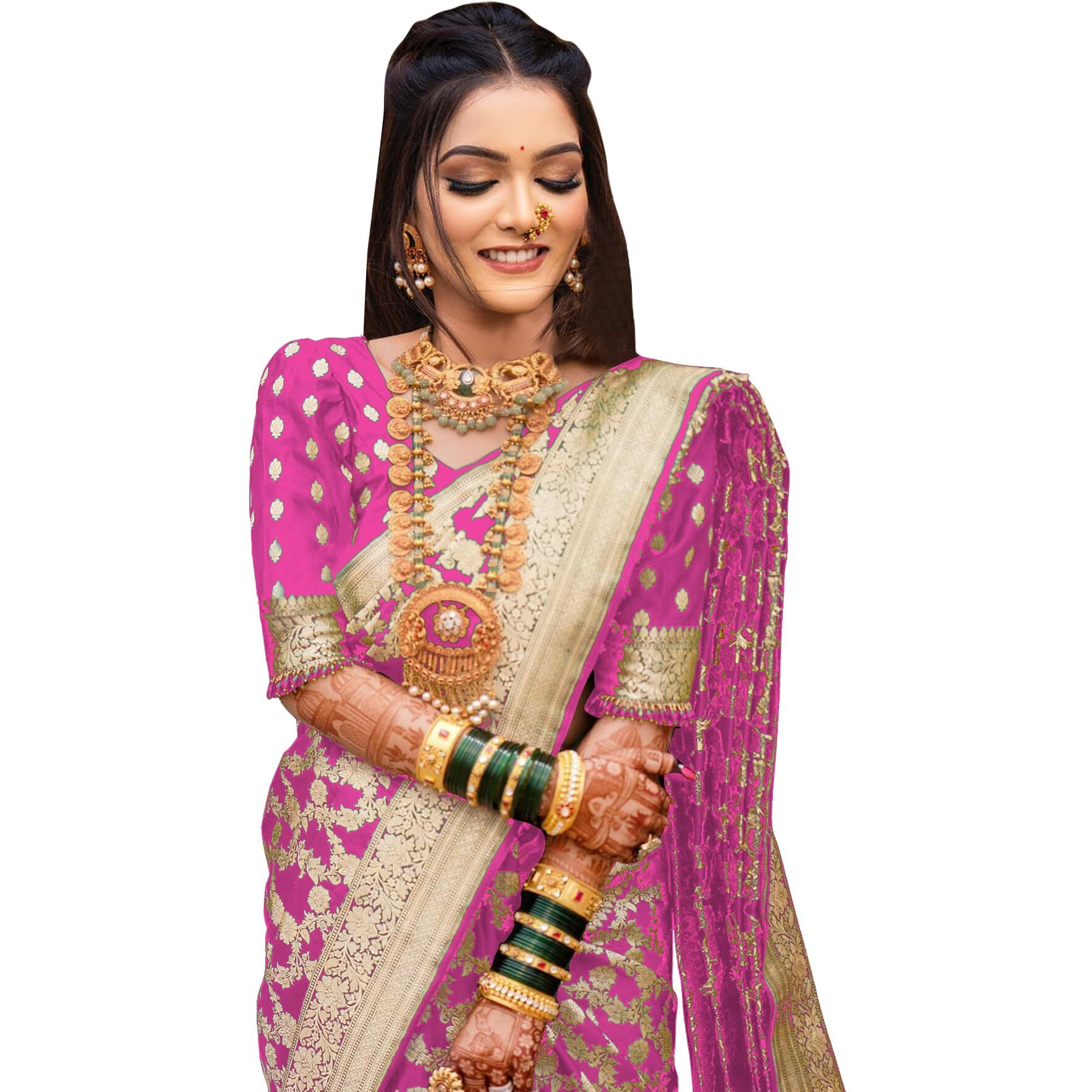 Sugathari Women's Banarasi Saree Pure Kanjivaram Silk Saree Soft New Ladies 2025 Design Wear Pattu Sarees Latest Sadi Party Sari Collections With Blouse Piece (San Pari-189-Rani)