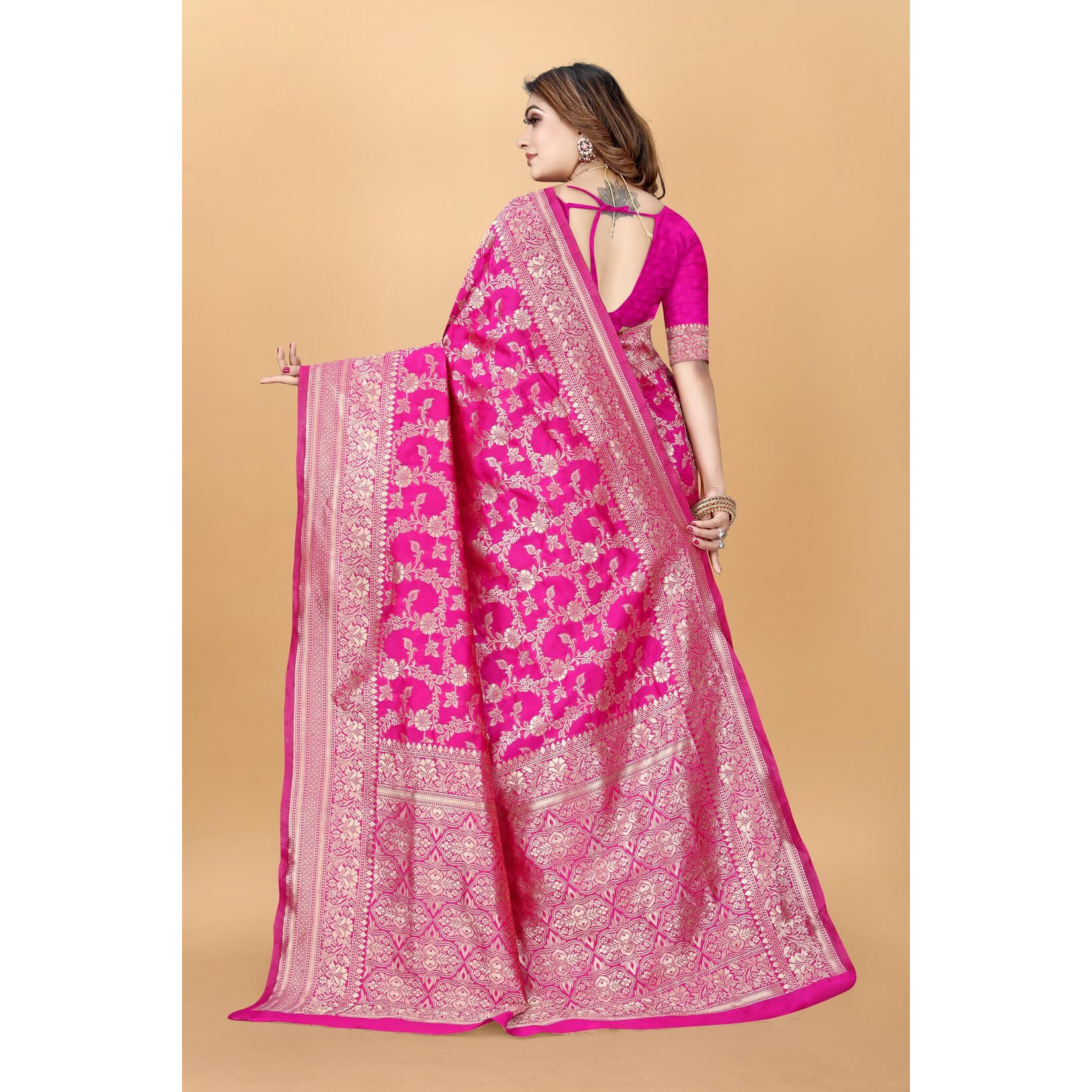 Sugathari Women's Banarasi Saree Pure Kanjivaram Silk Saree Soft New Ladies 2025 Design Wear Pattu Sarees Latest Sadi Party Sari Collections With Blouse Piece (San Pari-189-Rani)