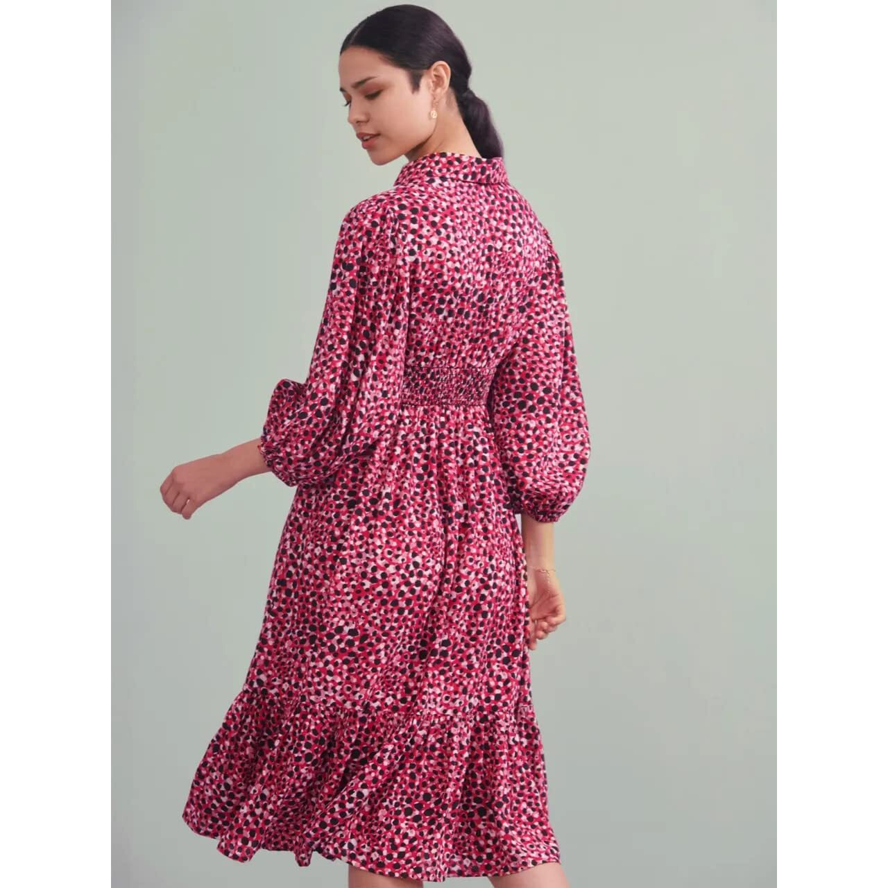 Greciilooks Womens Rayon A-Line Regular Fit Dress (Pink, Medium)