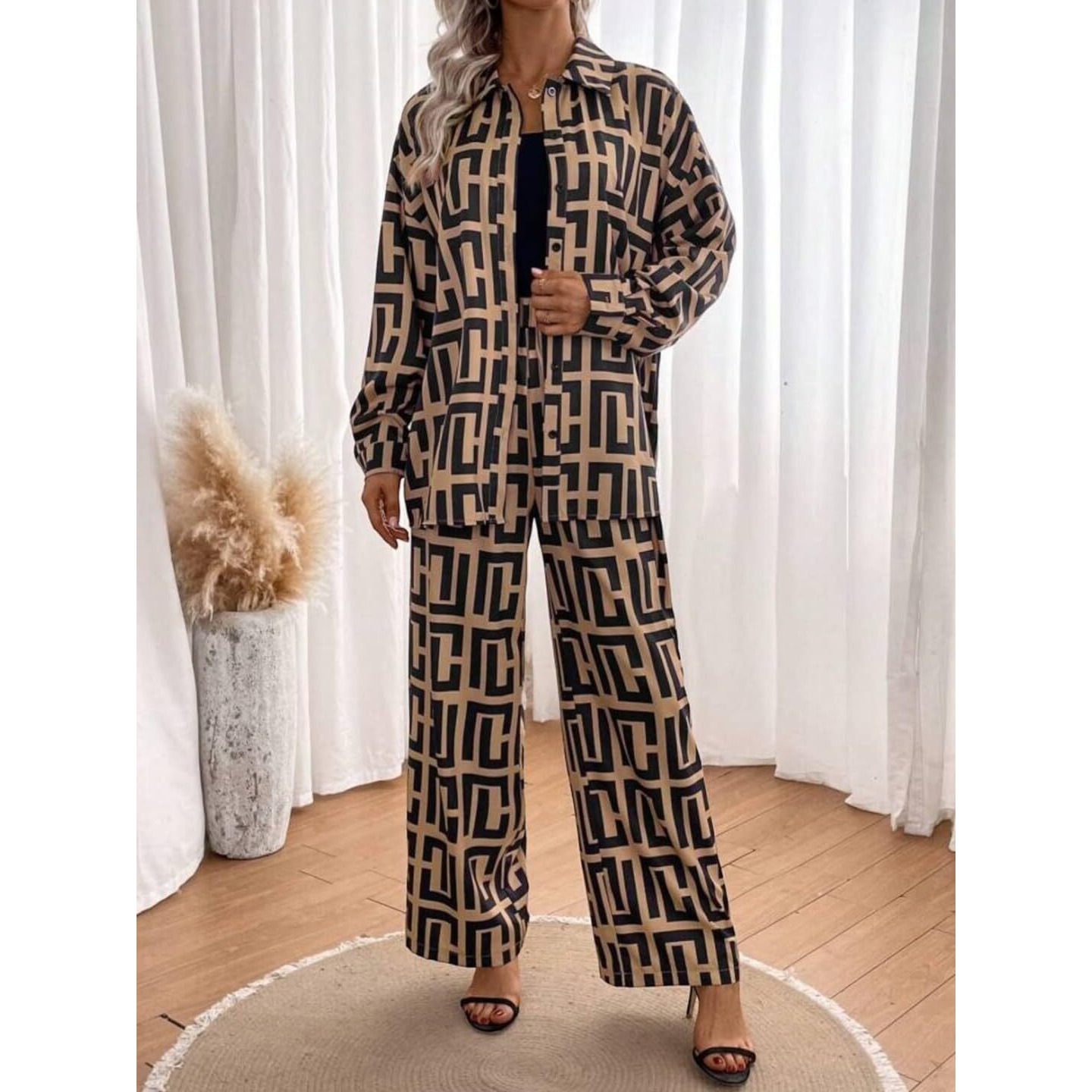 Gufrina Printed Co-Ords Set (Beige L)