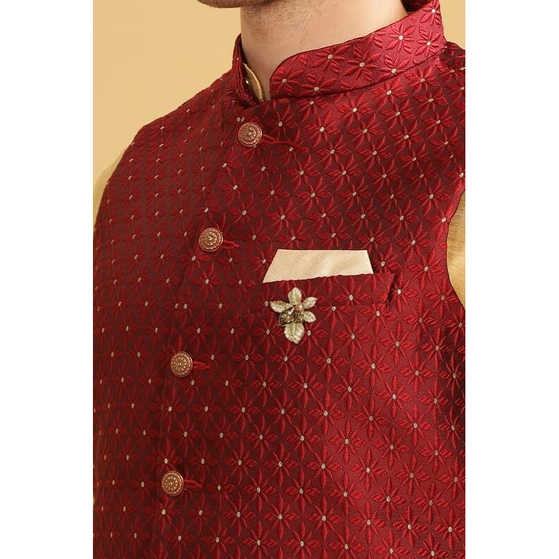 Be Active Men's Floral Regular Kt-Ser (Kt0675-01-M_Red M)