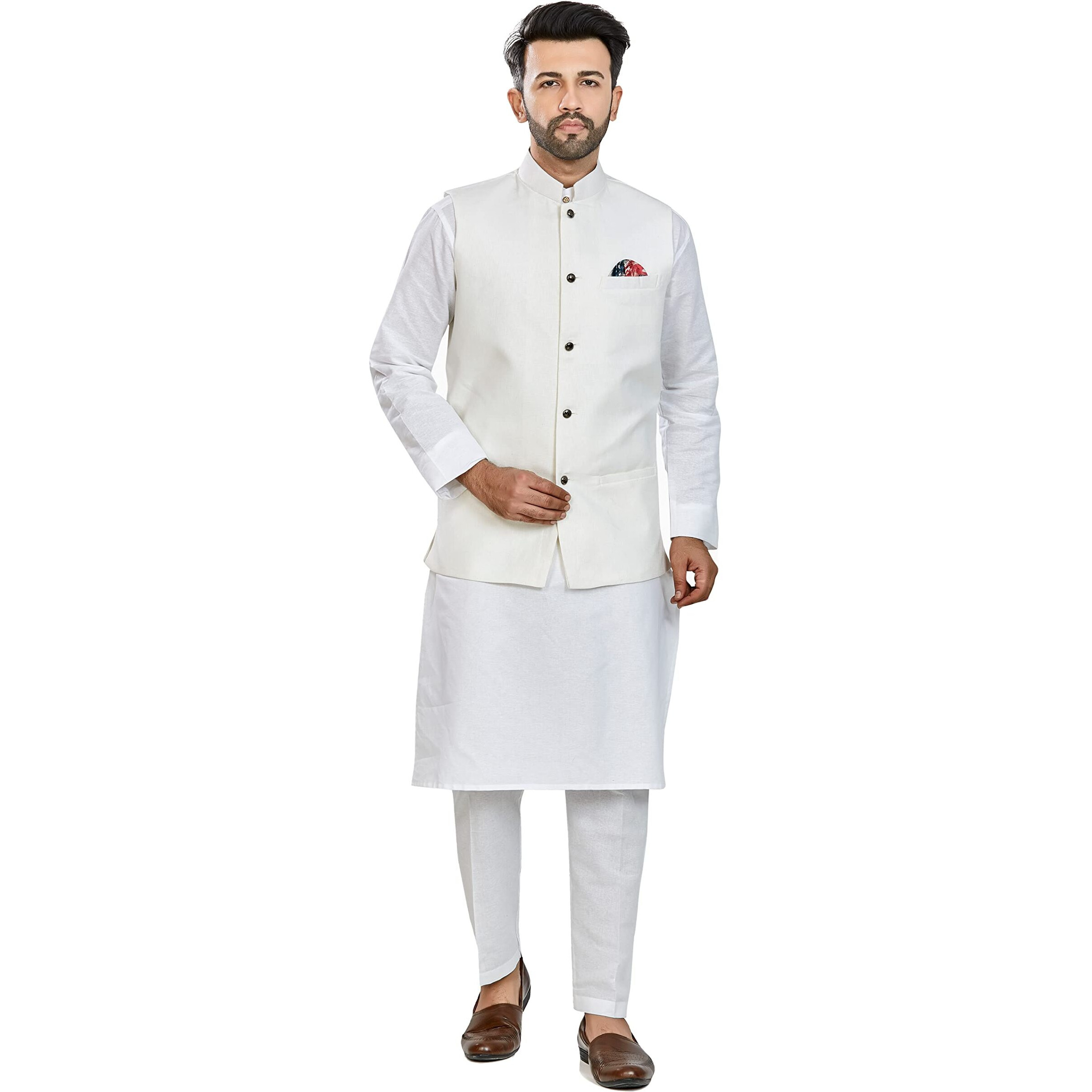 Be Active Men's Linen Blend Nehru Jacket With Mandarin Collar || Ethnic Koti For Men || Men Koti Formal|| Men Koti Wedding (Rfkt0001-16-Set-Xl)