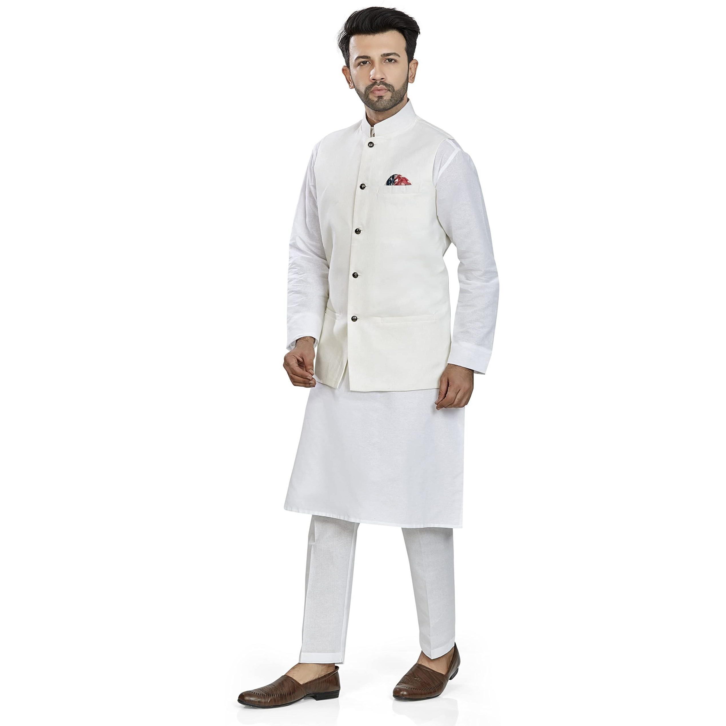 Be Active Men's Linen Blend Nehru Jacket With Mandarin Collar || Ethnic Koti For Men || Men Koti Formal|| Men Koti Wedding (Rfkt0001-16-Set-Xl)