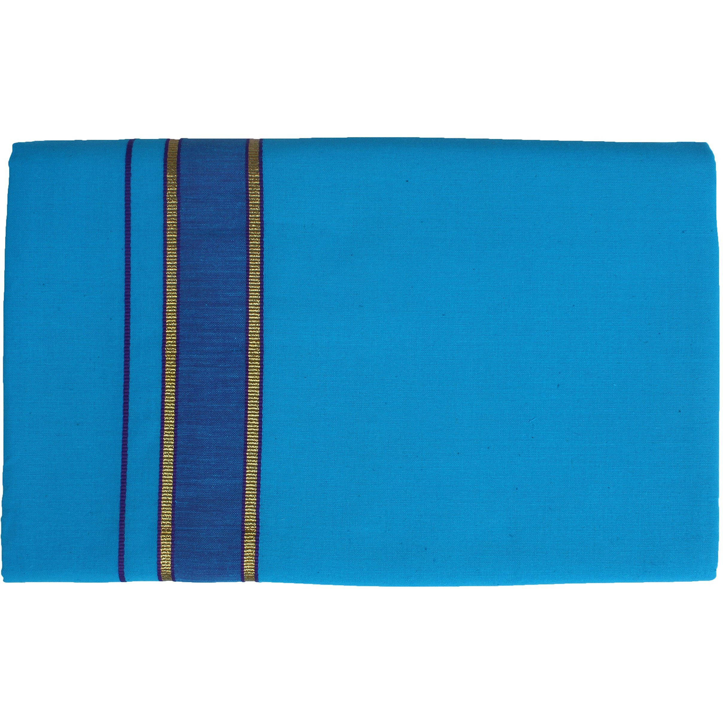 Prakasam Cotton Men's Blue Colour Single Dhoti. 1.29X2.00 Meter