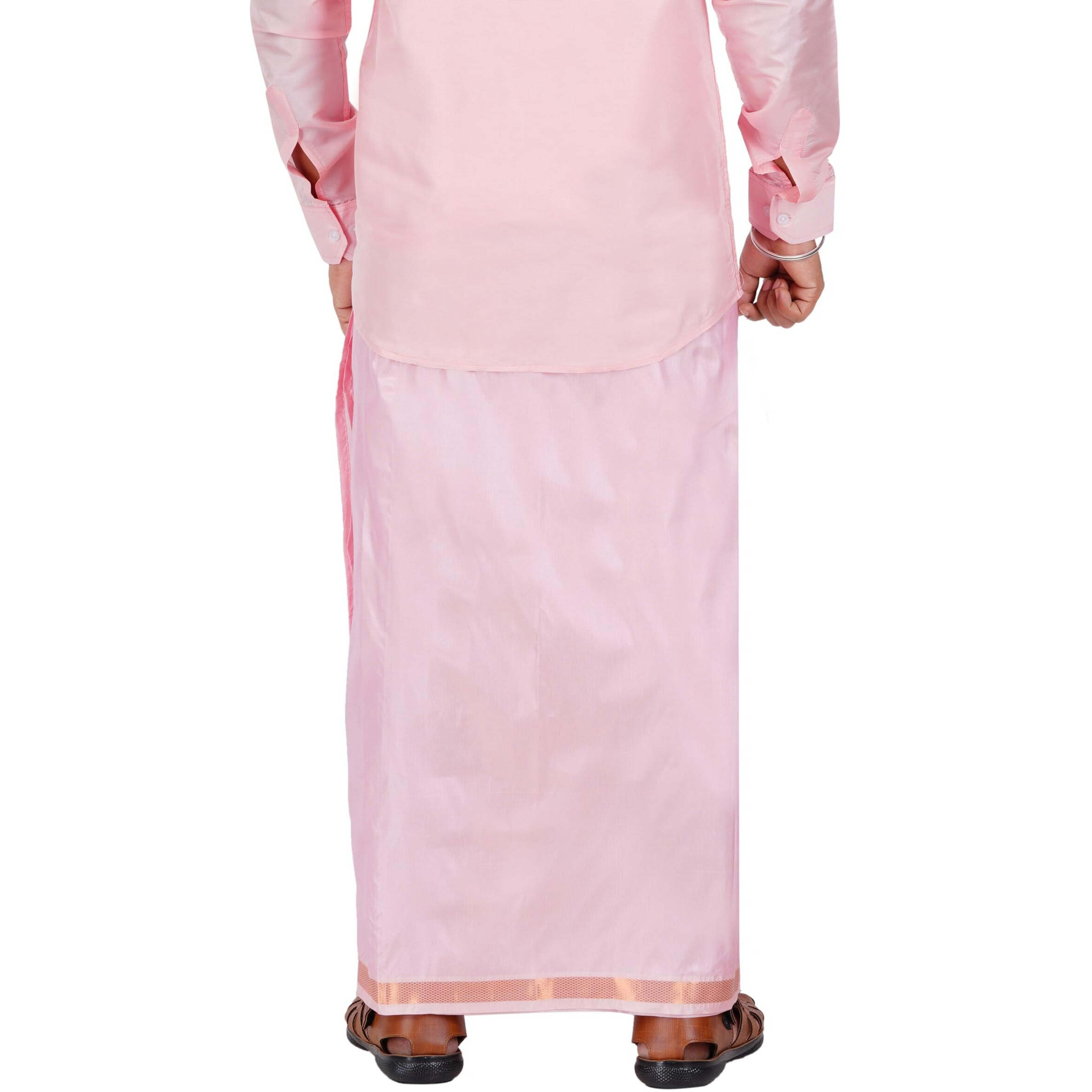 Prakasam Cotton Men's Asha Pattu (Art Silk) 8Yard (3.60M) Colour Double Layer Dhoti