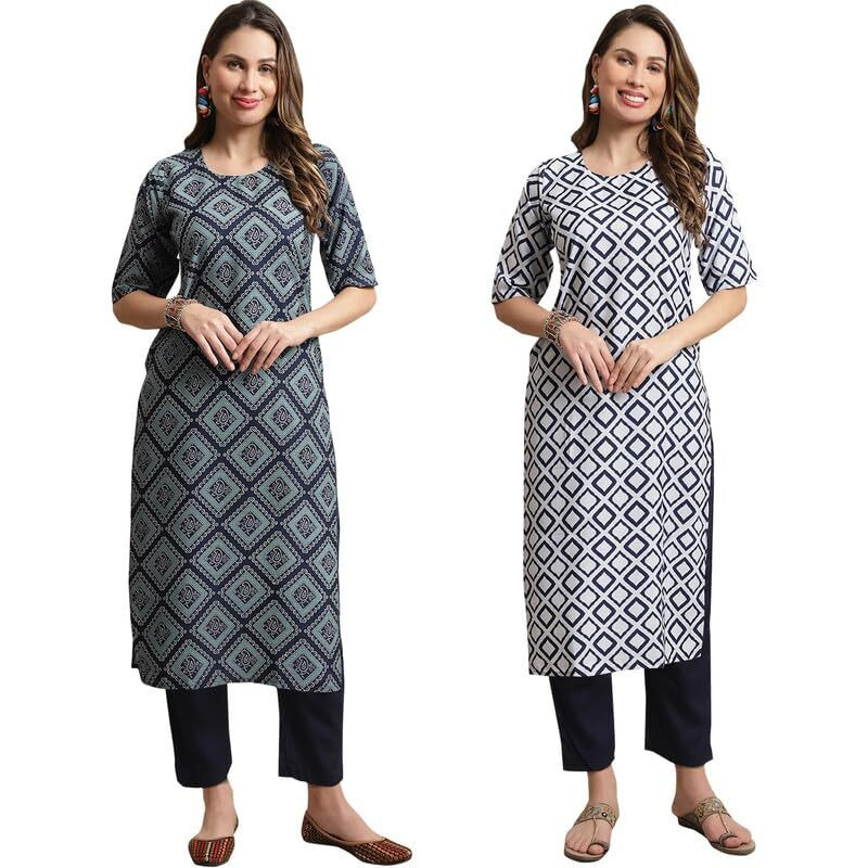 Pinkmint Kurta Set For Women Ll Printed Kurti & Pant Set Ll Combo Kurta Set Ll (Pack Of 2)