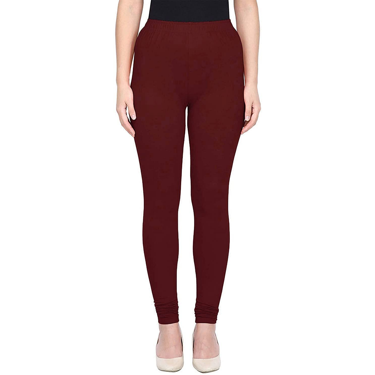 Shasmi Women's Stretch Leggings Chudidar Maroon 5_Dark M