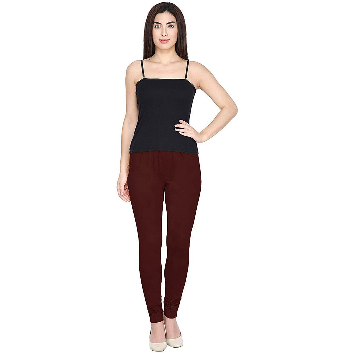 Shasmi Women's Stretch Leggings Chudidar Maroon 5_Dark M