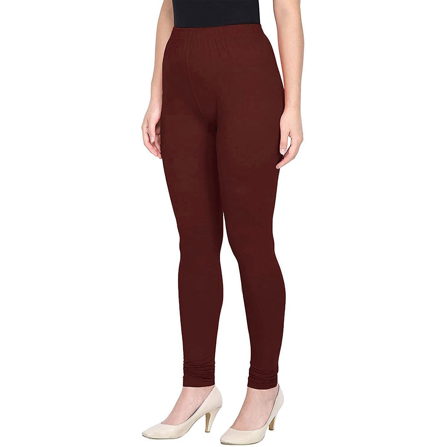 Shasmi Women's Stretch Leggings Chudidar Maroon 5_Dark M