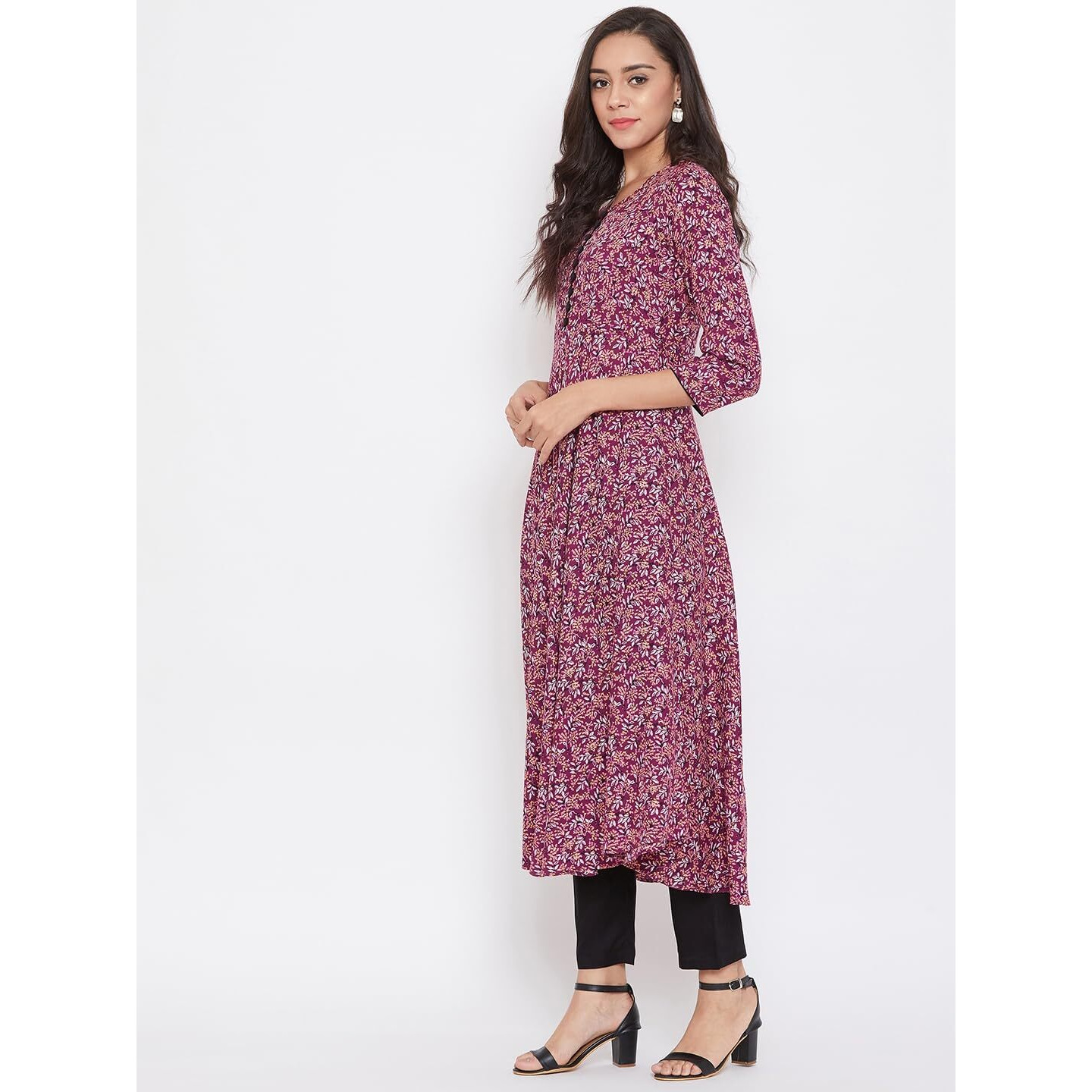 Tissu Women's Rayon Maroon & White Floral Printed Kurta (_Maroon_6Xl)
