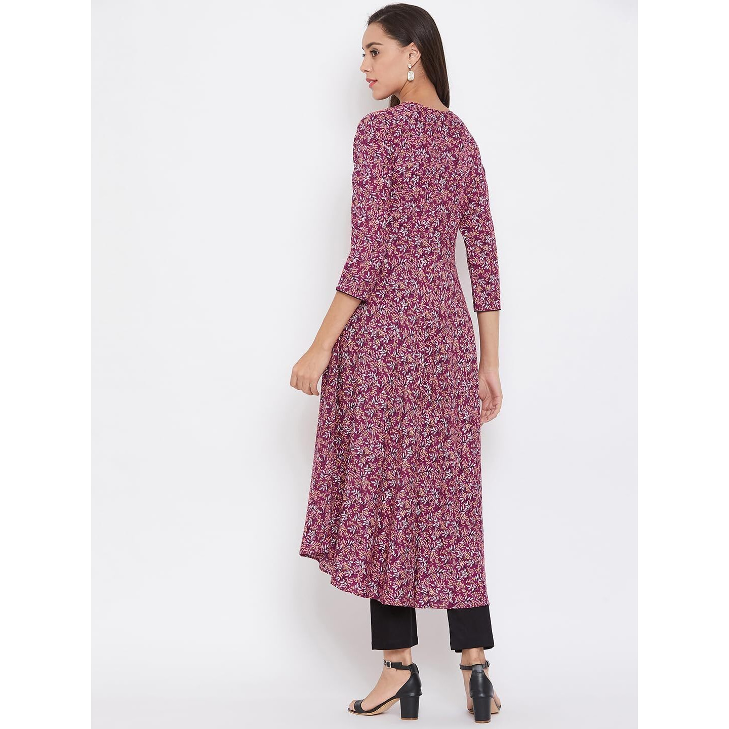Tissu Women's Rayon Maroon & White Floral Printed Kurta (_Maroon_6Xl)