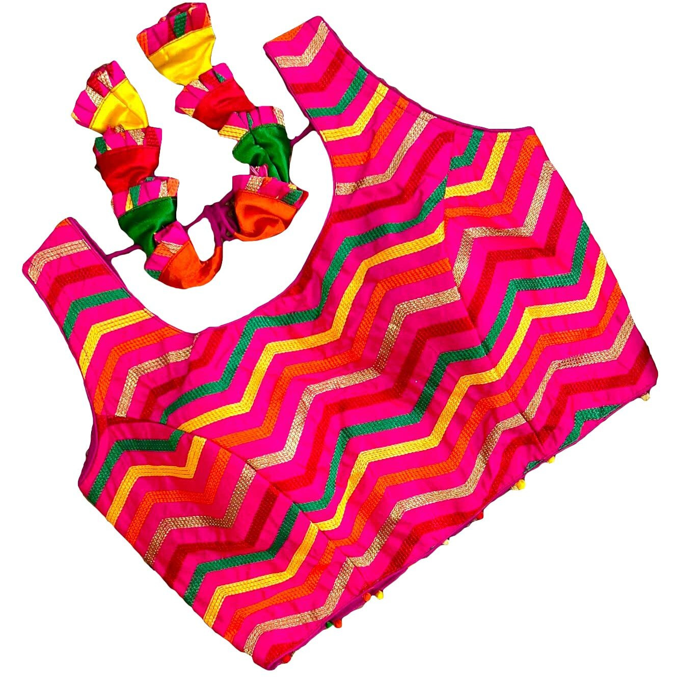 Vihu Fashion Womens Readymade Fancy Sleeveless Embroidered Saree Blouse.(Satarangi Pink_38)