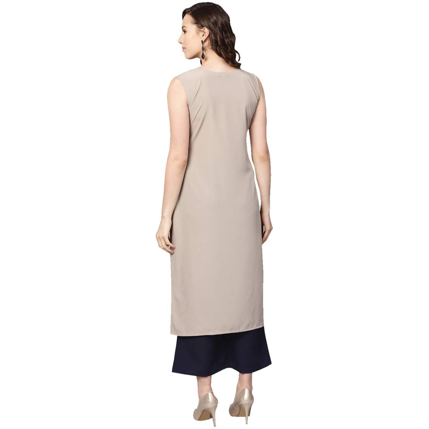 Ziyaa Women Seasonal-Fashion Salwar Suit Set, Beige, 2Xl