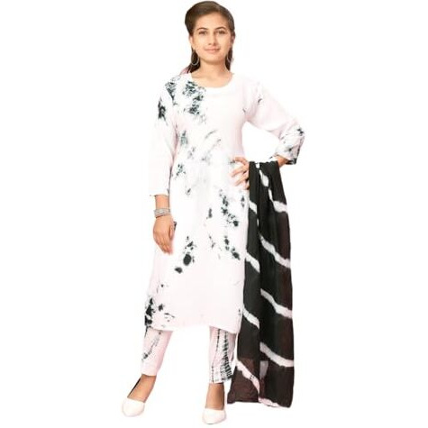 Aarika Girls White Colour Cotton Tie & Die Print Kurti (Kurti-K-Tr-05-White-32)