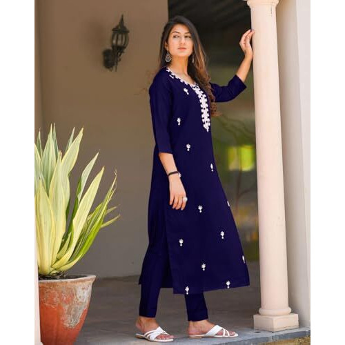 Fabnex Cotton Blend Regular Women Kurta Set (K-59-Navyblue-2Xl_Navy Blue