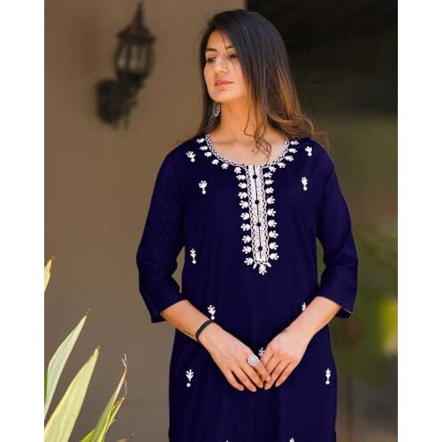 Fabnex Cotton Blend Regular Women Kurta Set (K-59-Navyblue-2Xl_Navy Blue