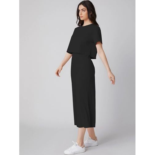Greciilooks Ribbed A-Line Standard Length Floral Printed Rayon Western Co-Ord Set For Women(Available In 2Xl And 3Xl) (Gl-W1787&Tr846_Black_Xl)