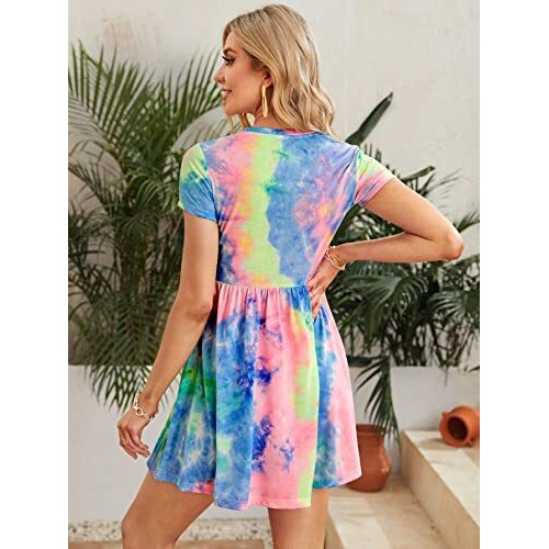Greciilooks Women's Tie Dye Tops| Womens Dress | Tie Dye Tshirt For Women Body Con Dress (Large, Tie Dye)
