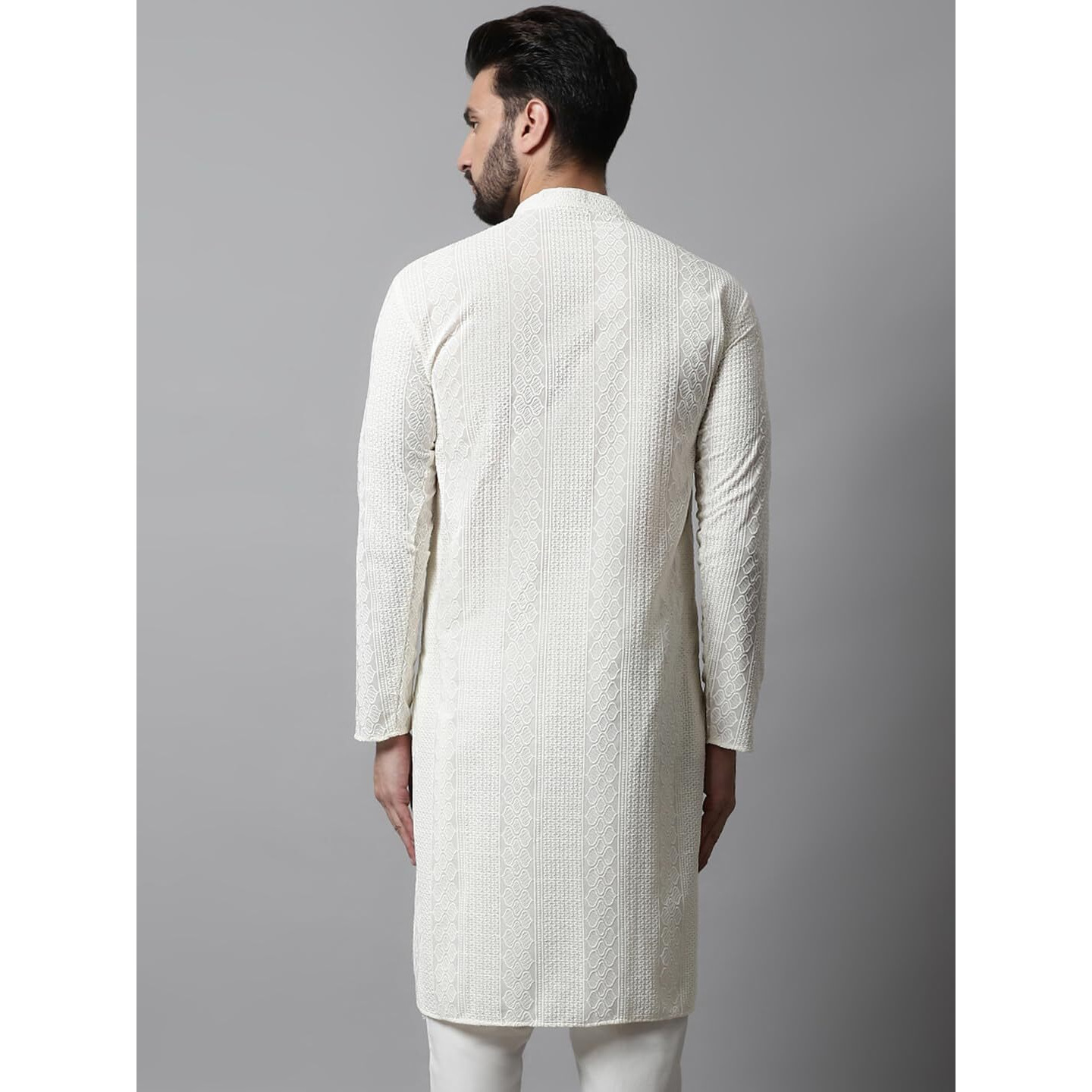 Jompers Men's Embroiderd Kurtas (Cream, S)