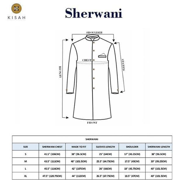 Kisah Men's Sherwani Churidar Set Indo-Western, Green Silk Blend, Jacquard Long Sleeves Regular Fit Mandarin Collar (Medium)