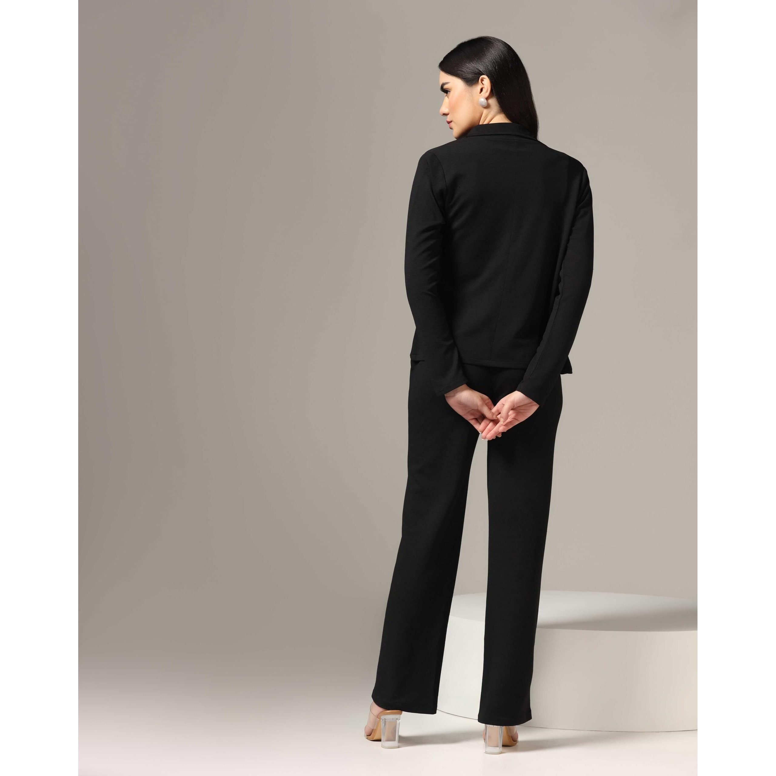 Om Sai Latest Creation Women's Lycra Open Front Dress (Oslc-W1856&W1857&Tr863_Black_S)