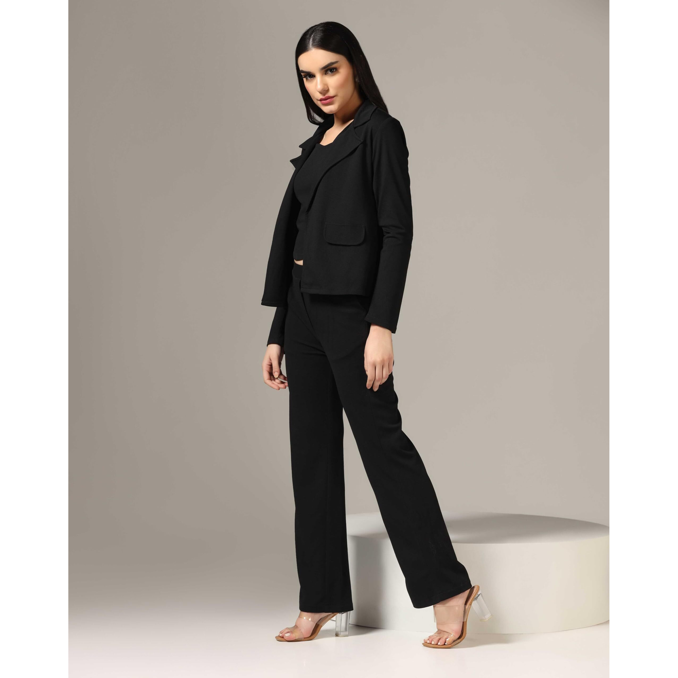 Om Sai Latest Creation Women's Lycra Open Front Dress (Oslc-W1856&W1857&Tr863_Black_S)