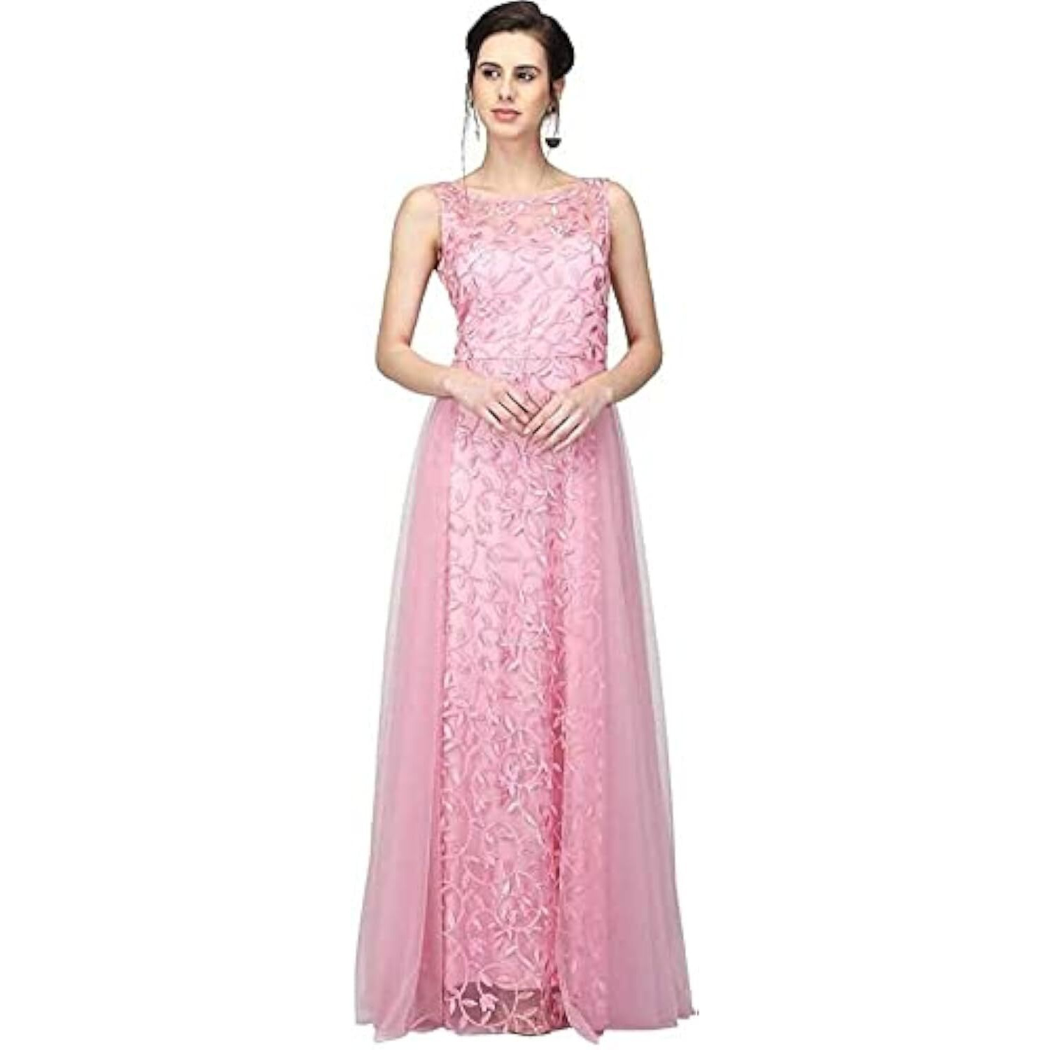 Patlani Women's Fit & Flare Gown Pink Xl (Full Stitched)