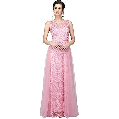 Patlani Women's Fit & Flare Gown Pink Xl (Full Stitched)
