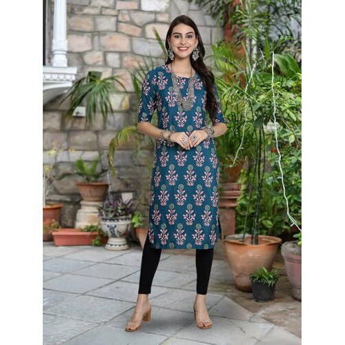 Pinkmint Festival Wear Printed Crepe Kurti's For Women's Ll Ethnic Kurti Ll Comfortable Kurti (Pack Of 6)