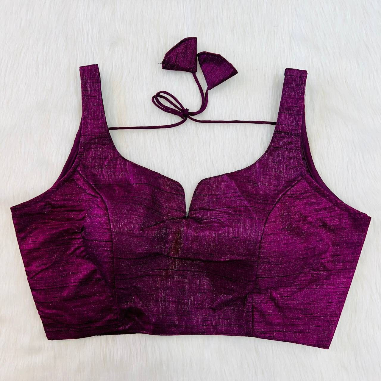 Pujia Mills Women's Heavy Phantom Silk Bollywood Style Sleeveless Trendy Blouse(Veda) (Wine, 32)