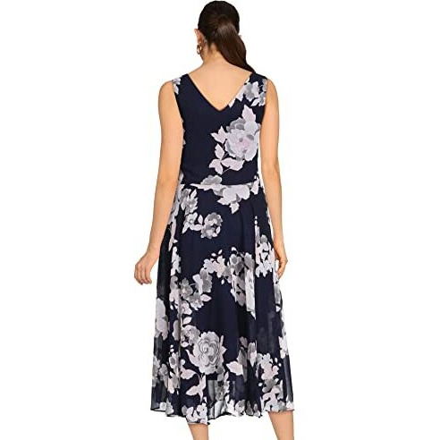 Rare Women's Synthetic A-Line Maxi Dress (Ep3149A-M_Blue_M)