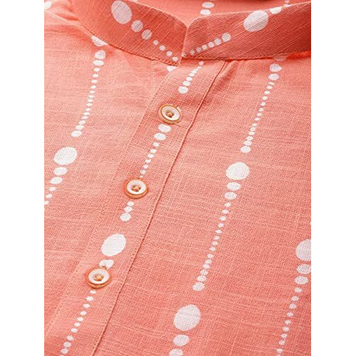 See Designs Men's Cotton Regular Fit Printed Straight Kurta [Peach_Xxl]