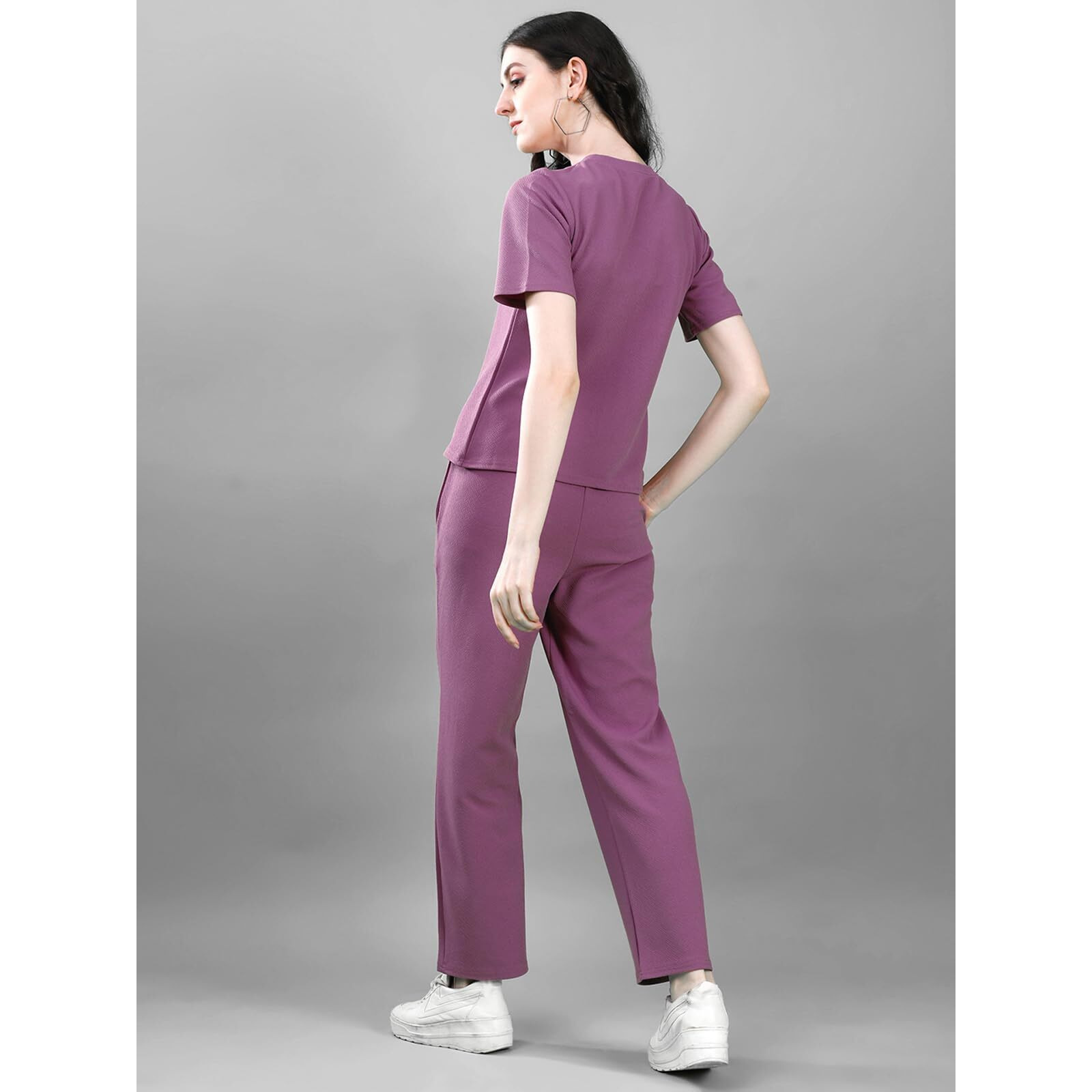 Selvia Co-Ords Set For Women|Lycra Top & Trouser Set|Casual Co-Ords Set For Women|Solid Two Piece Co-Ord Set|Sports Wear Co-Ords Set(707Ctk11664N-Xl_Dusty Purple)