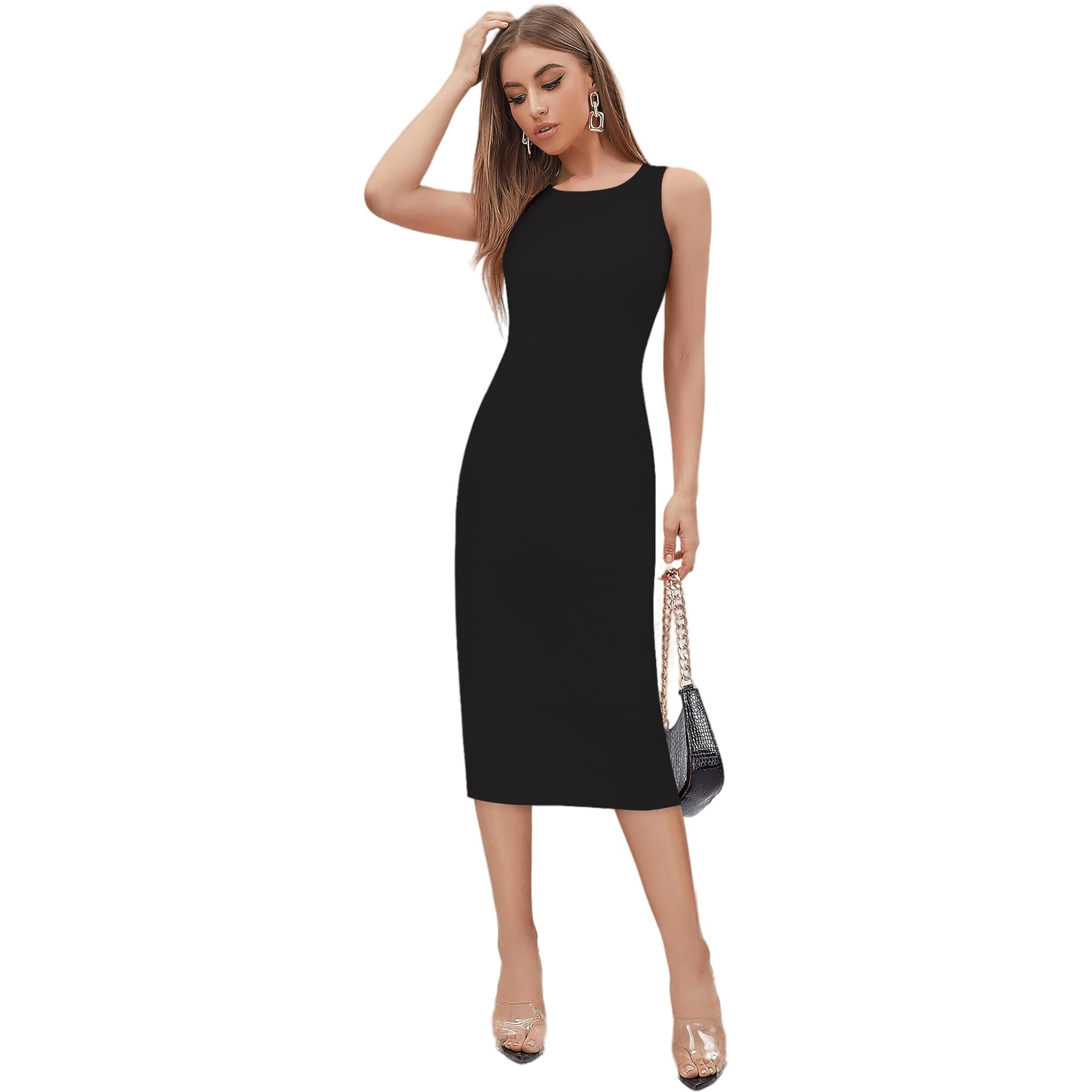 Toochki Dress For Women | Dresses For Women Dress | Black Bodycon Dress | Bodycon Dress | Midi Length Dress | Lycra Bodycon Dress | One Piece Dress