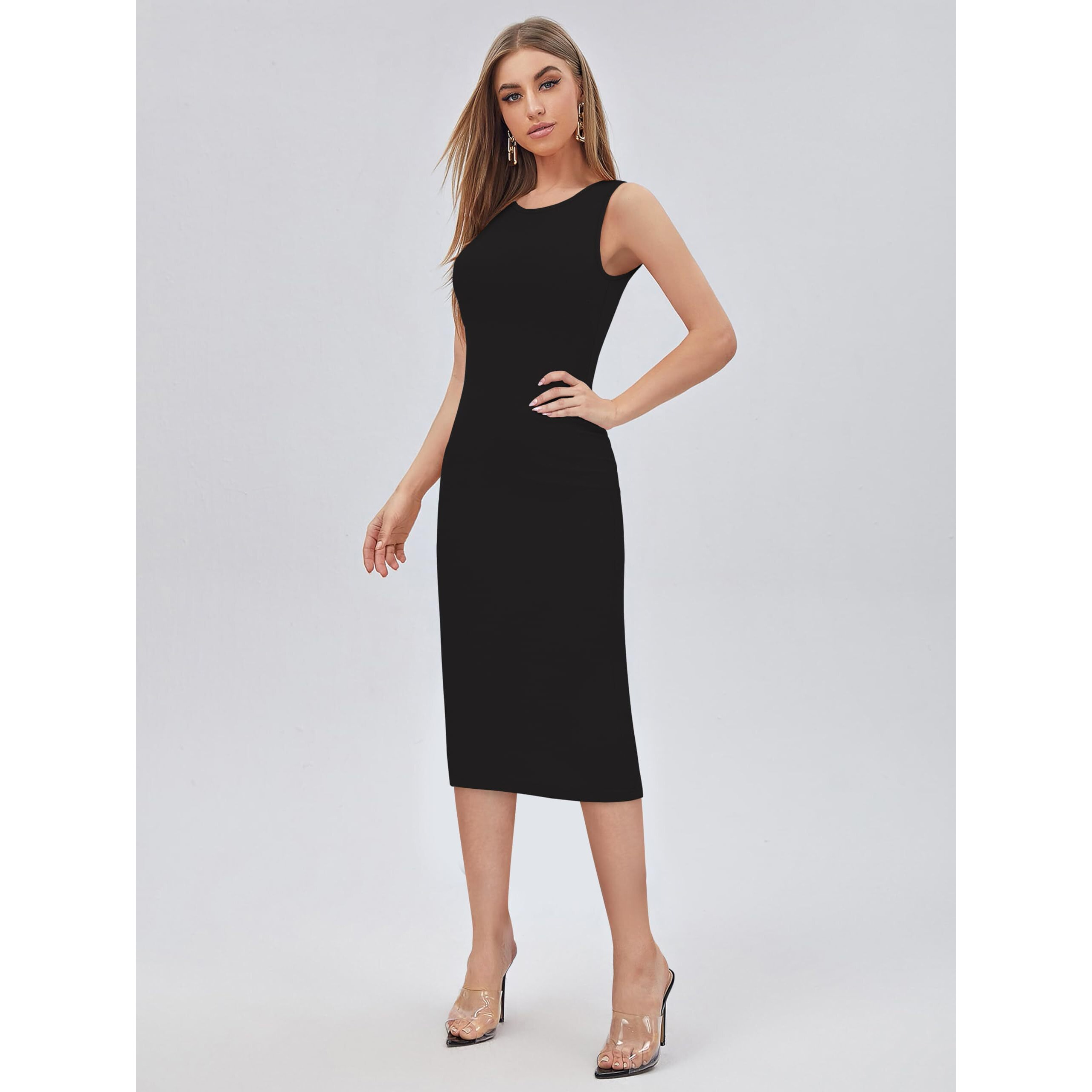 Toochki Dress For Women | Dresses For Women Dress | Black Bodycon Dress | Bodycon Dress | Midi Length Dress | Lycra Bodycon Dress | One Piece Dress