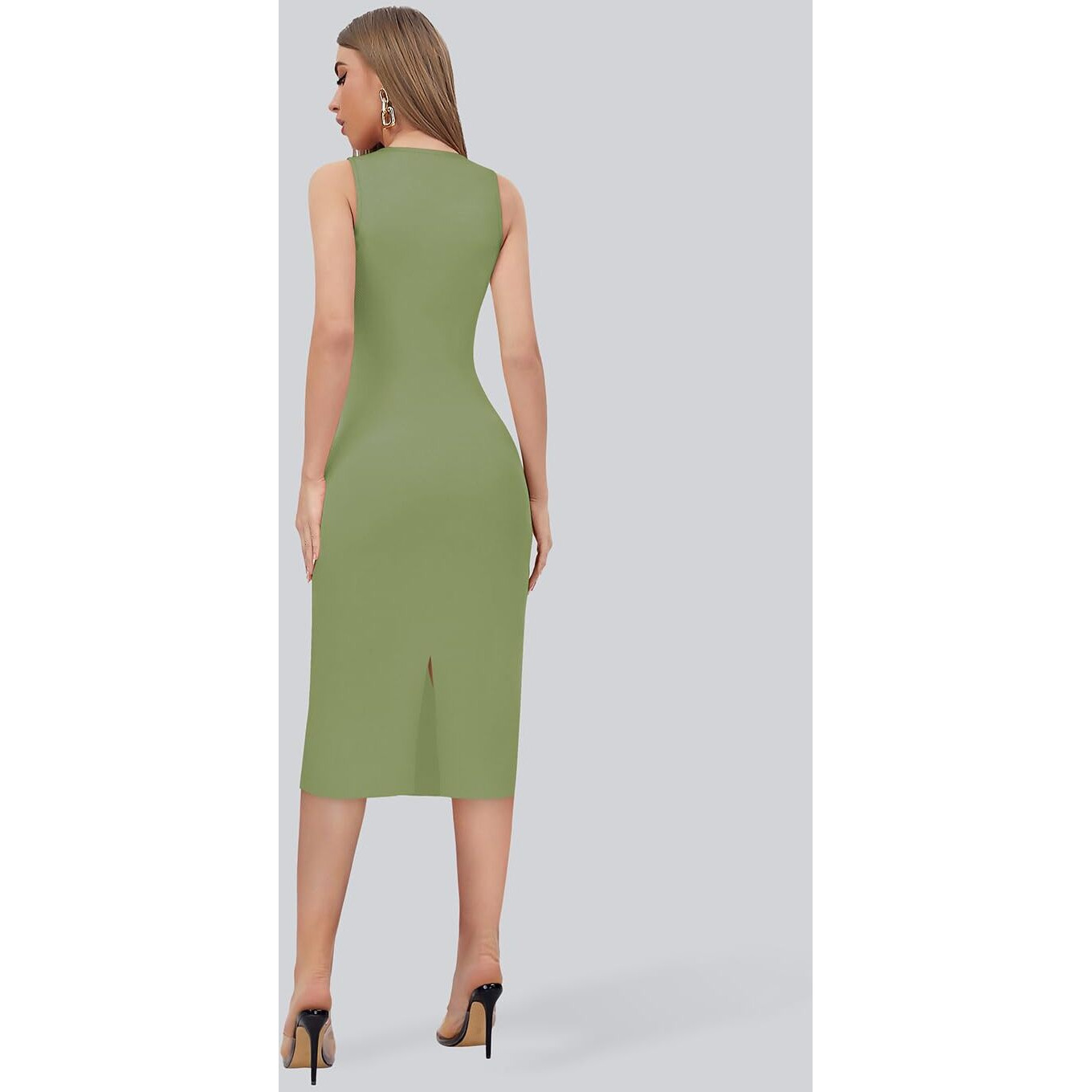 Toochki Dress For Women | Midi Dress For Women | Dresses For Women Dress | One Piece Dress For Women | Bodycon Dresses For Women Olive Green