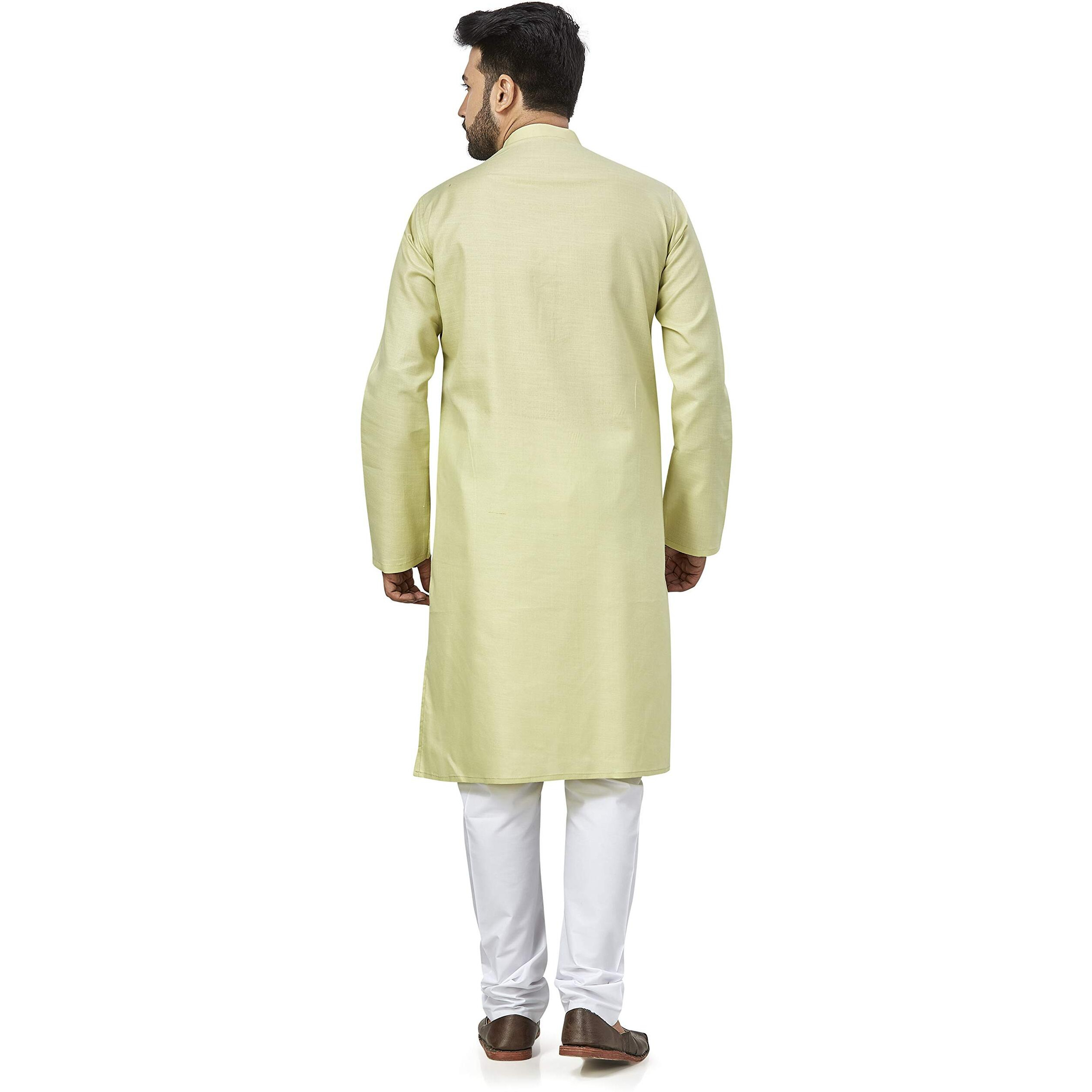 Be Active Men's Cotton Solid Regular Fit Kurta (Rfsk0001 21-1-M_Green-1_M)