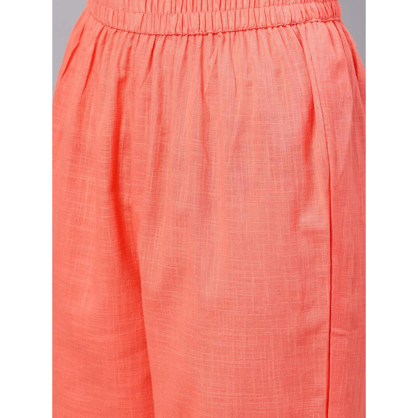 Idalia Rayon Peach Solid Straight Kurta Set For Women 3/4 Sleeve, Round V Neck Designer Kurta With Pant