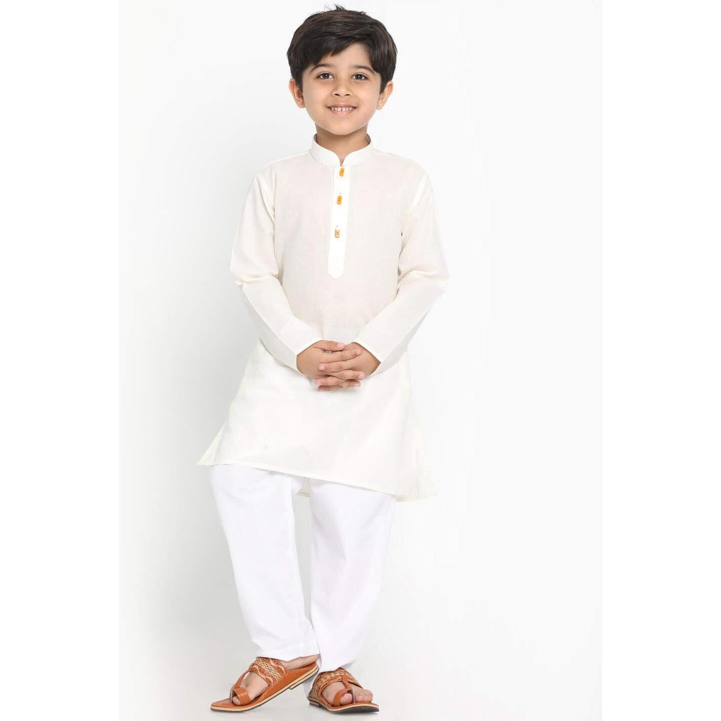 Jbn Creation Boys' Off White Cotton Blend Kurta And Pyjama Set_Jbnbk066Crnpwh_18