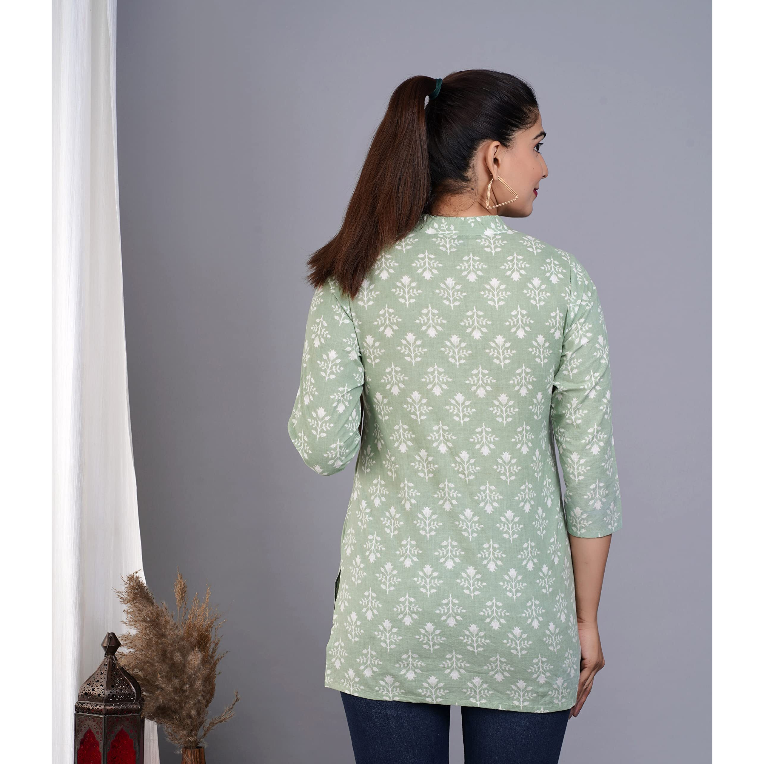 Jikonet Women's Rayon Straight Short Kurti - 1006, (X-Large, Green)