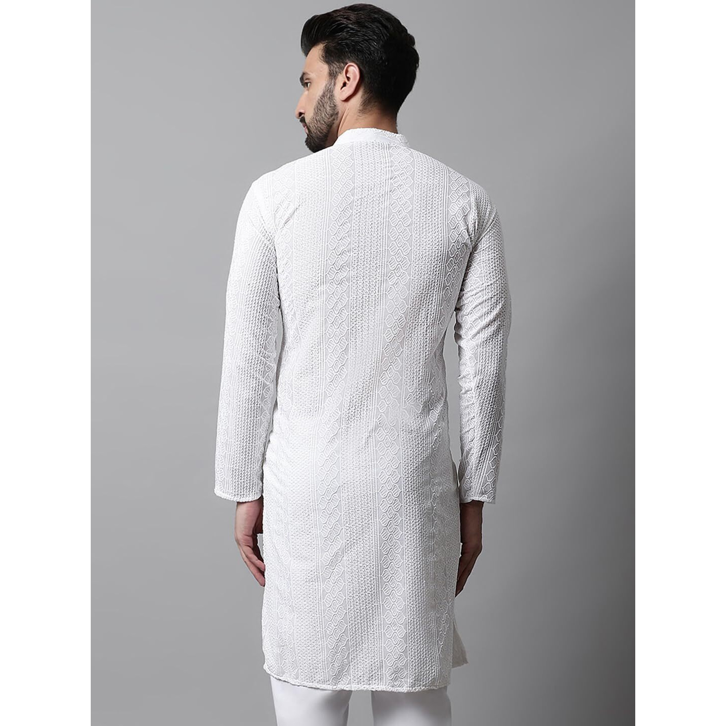 Jompers Men's Embroiderd Kurtas (White, M)