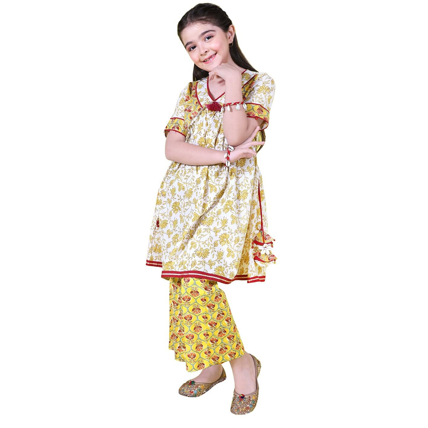 Naughty Ninos Girls Ethnic High Waist Printed Kurta With Printed Pyjama (Nn00016Eth_6-7 Years)
