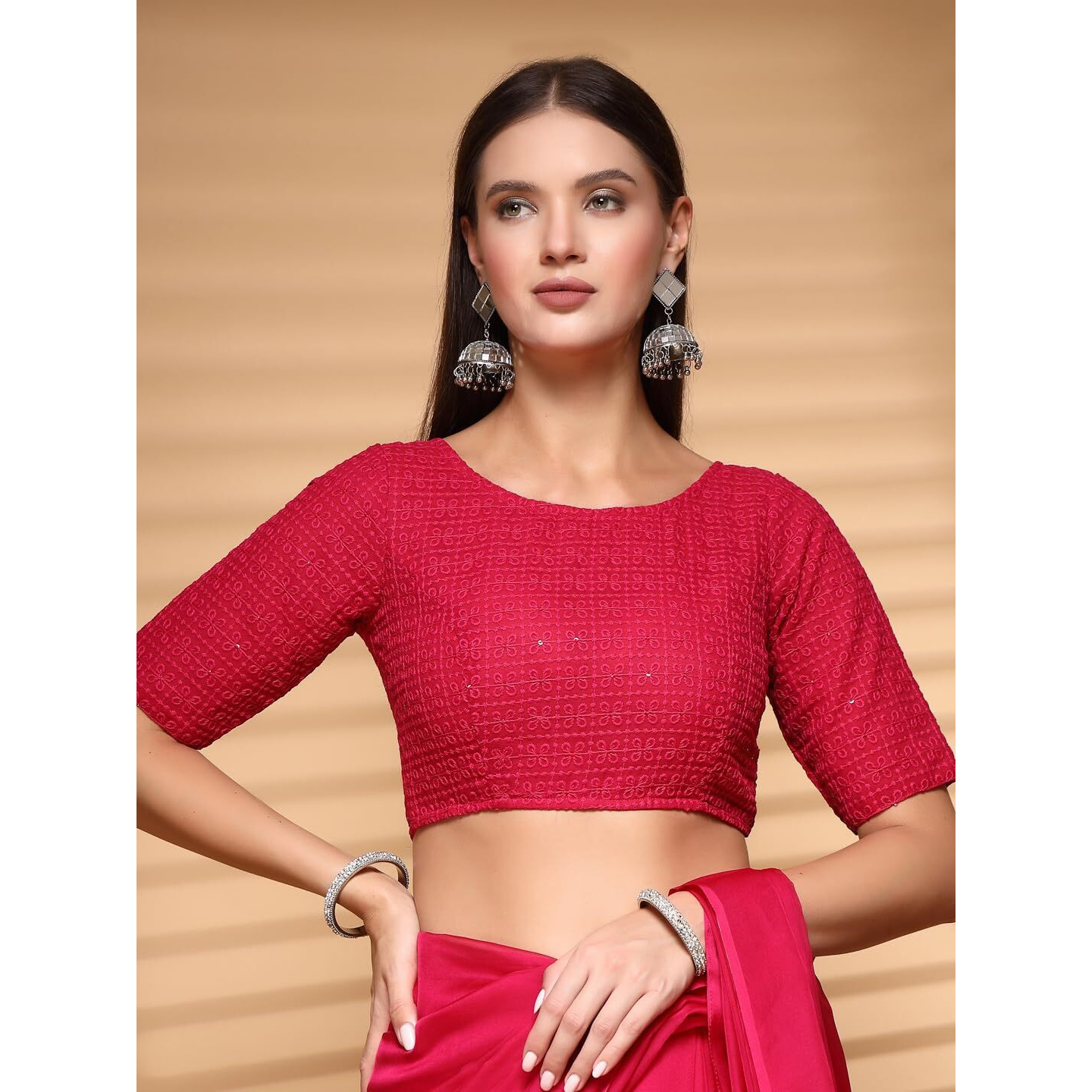 Oomph Readymade Blouse For Women, Cotton, Boat Neck, Rbbl585