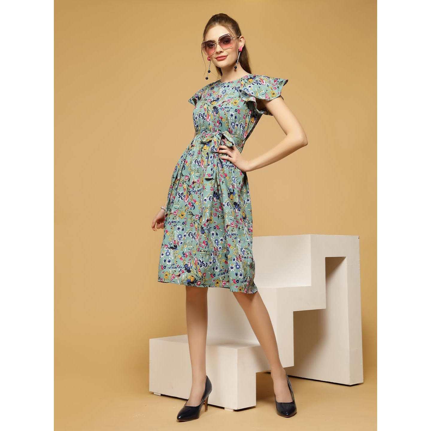 Oomph Women's Western & Fusion Wear Western Dresses For Women Blue - Md805