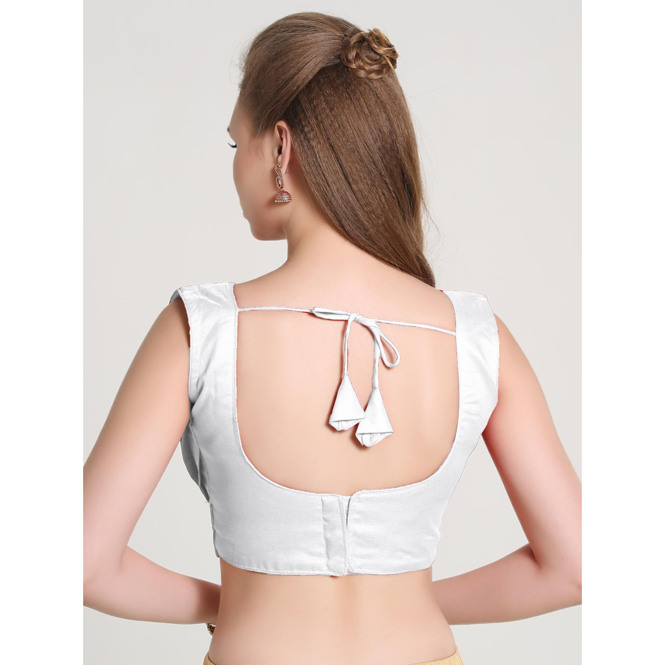 Pujia Mills Women's Zimmy Choo Sleevelees V Neck Platted Sleeveless Blouse (Shiva White 38)