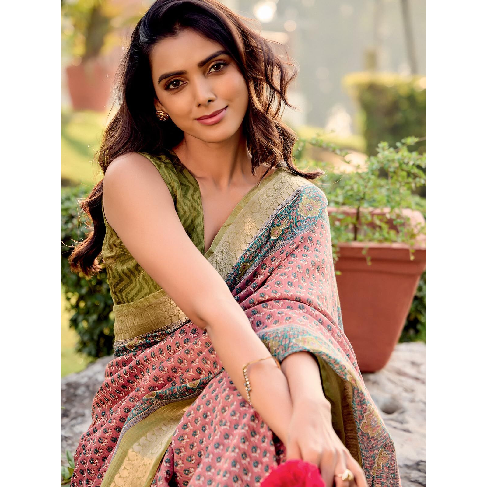 Satrani Women's Cotton Silk Printed Weaving Saree With Unstitched Blouse Piece (4103S878N_Dusty Pink & Multi)