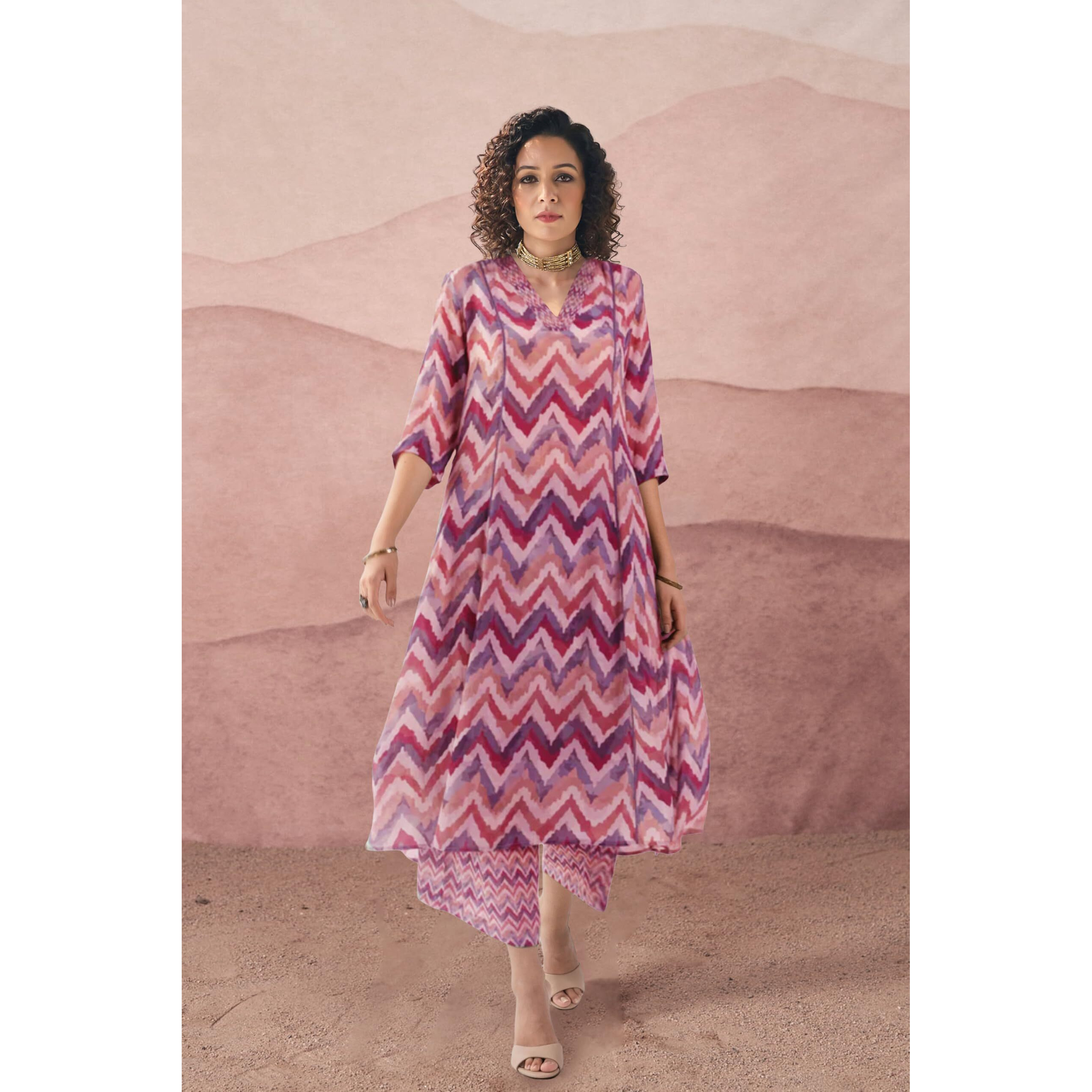 Toochki Co Ord Set For Women | Casual Wear Pant Top Set | Fancy Co-Ord Set | Full Pair Set | Women Kurta Sets Kurtis | Two Piece Co Ord Sets | Coord Sets For Women | Printed Cotton Co Ord Set Peach