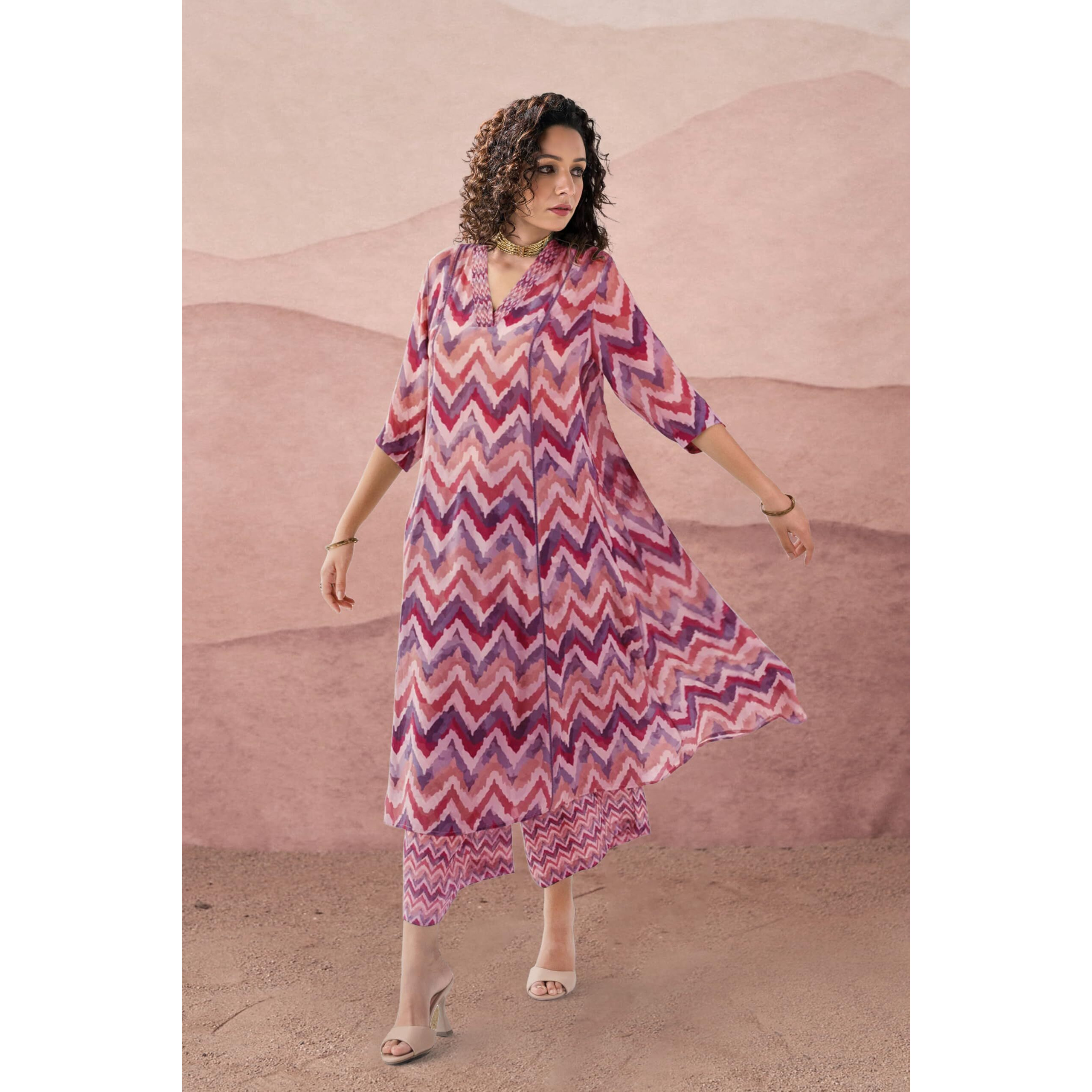 Toochki Co Ord Set For Women | Casual Wear Pant Top Set | Fancy Co-Ord Set | Full Pair Set | Women Kurta Sets Kurtis | Two Piece Co Ord Sets | Coord Sets For Women | Printed Cotton Co Ord Set Peach