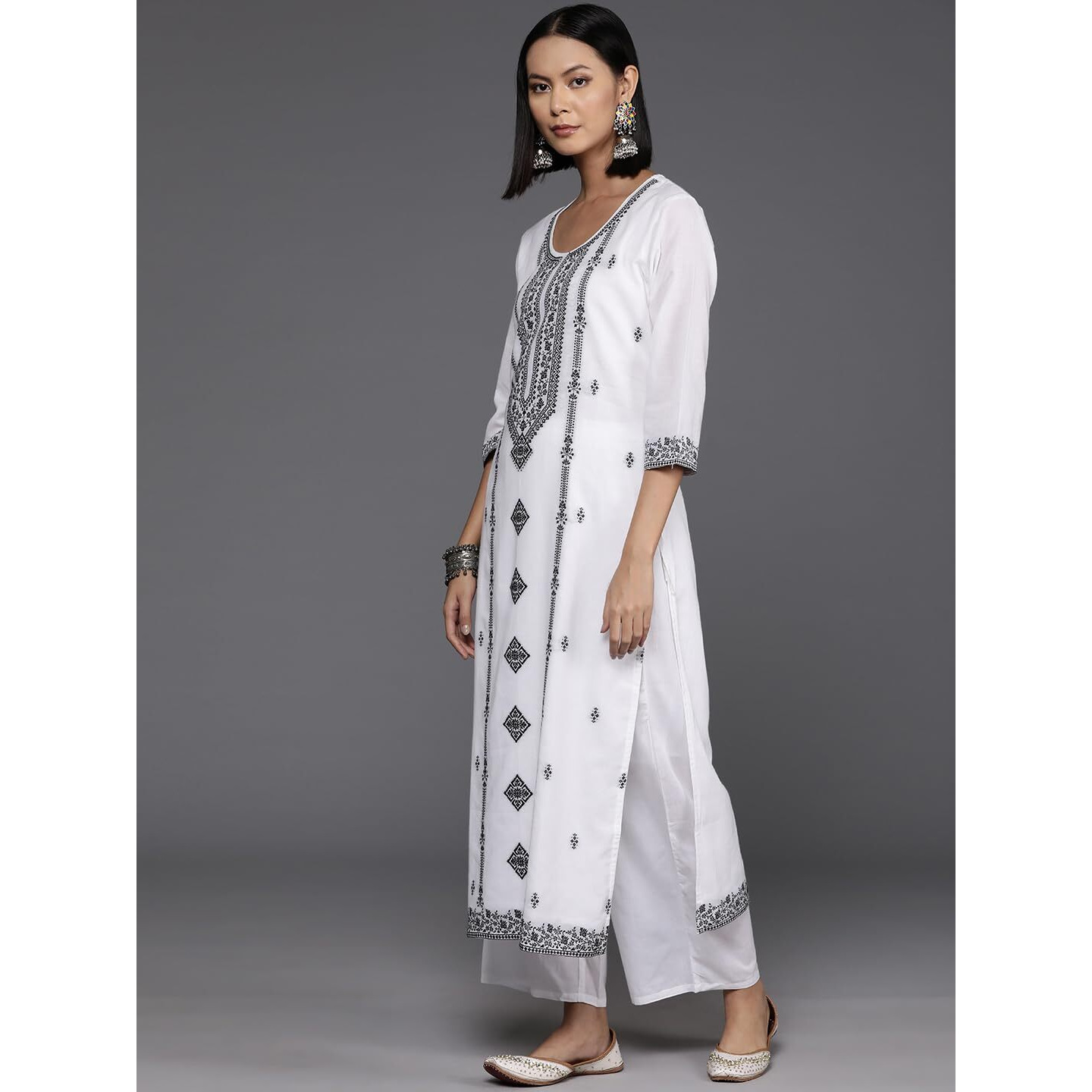 Varanga Women's Cotton Regular Kurta Set  Comfortable And Stylish Everyday Wear Nv_Vskd31834_White